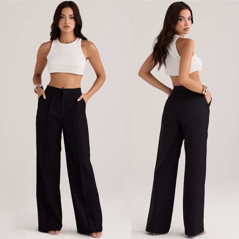 House of cb  Alivia Black loose for high waisted Wool trousers NWOT size‎ M